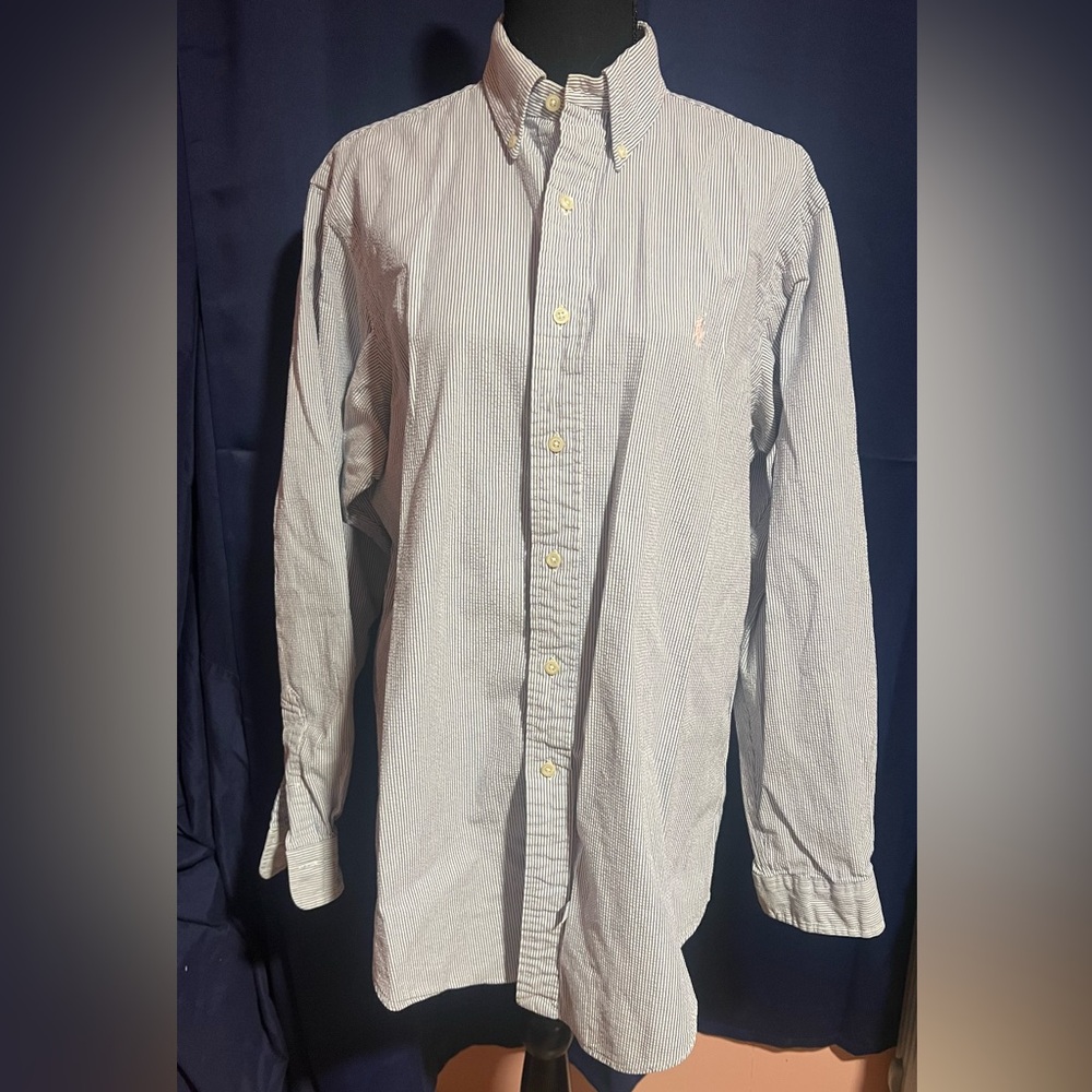 Ralph Lauren Blue and White Striped Casual Shirt